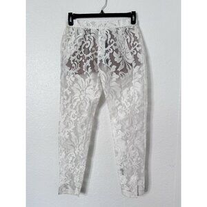 BCBG MAXAZRIA Runway Women's White Pull on Sheer Lace Floral Dress Size M NWT